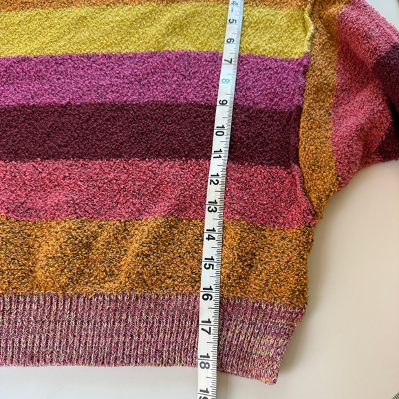 Free People Candyland Pink Orange Yellow Crew Neck Striped Sweater Women’s Small - Picture 11 of 11